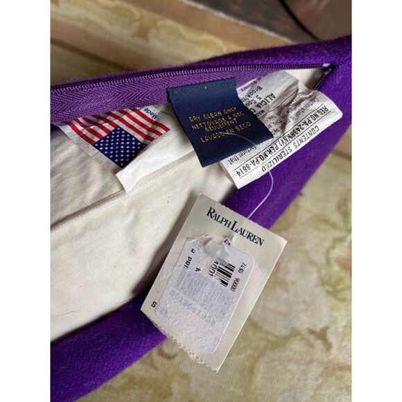 EUC Ralph Lauren Cashmere Purple Fringe Throw Pillow Set of 2 - Picture 4 of 7